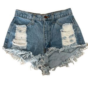 Sexy Women’s Small cut off distressed high rise denim jean shorts Made in the US